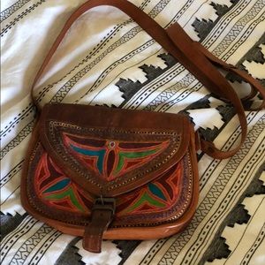 Vintage leather hand stitched purse